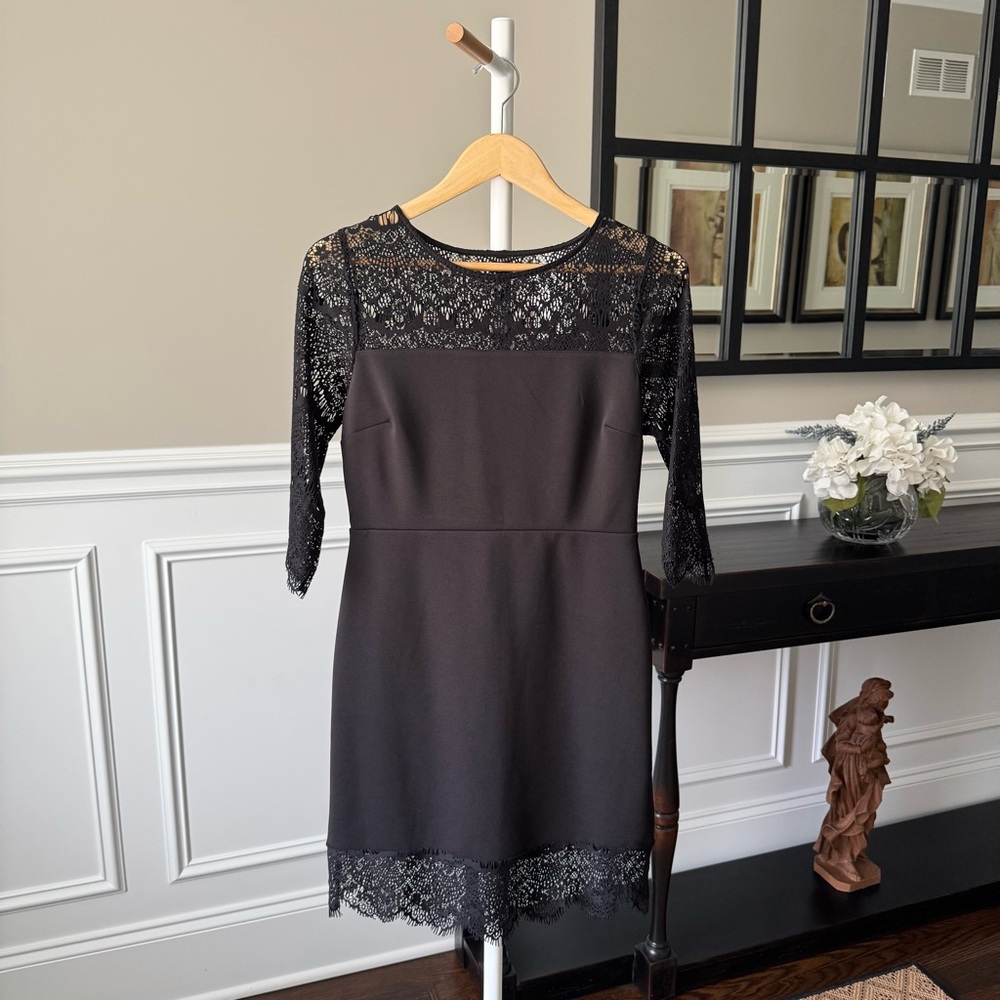 Express Black Sheath Cocktail Dress 3/4 Sleeve